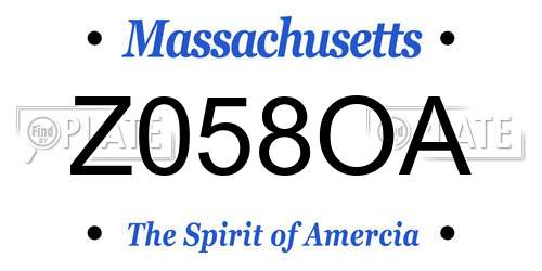 Z058OA Massachusetts License Plate