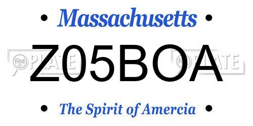 Z05BOA Massachusetts License Plate