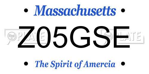Z05GSE Massachusetts License Plate