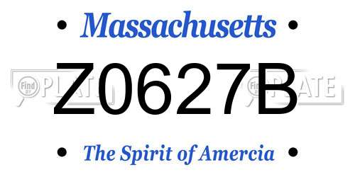 Z0627B Massachusetts License Plate