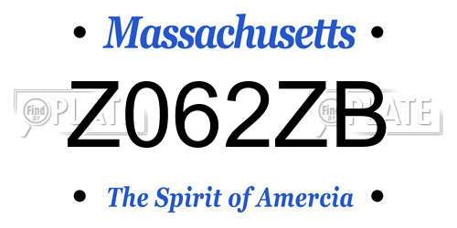 Z062ZB Massachusetts License Plate