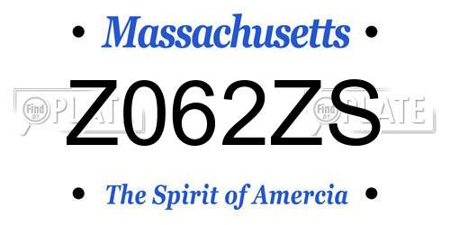 Z062ZS Massachusetts License Plate