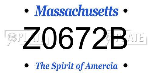 Z0672B Massachusetts License Plate