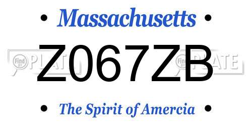 Z067ZB Massachusetts License Plate