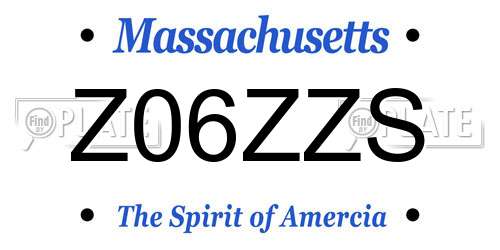 Z06ZZS Massachusetts License Plate