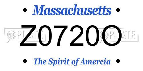 Z0720O Massachusetts License Plate