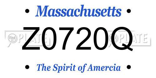 Z0720Q Massachusetts License Plate