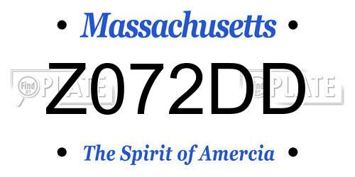 Z072DD Massachusetts License Plate