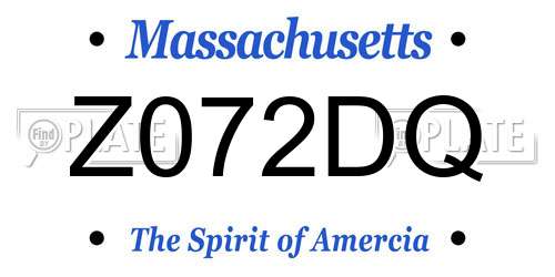 Z072DQ Massachusetts License Plate