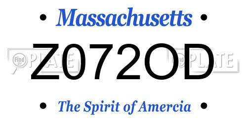 Z072OD Massachusetts License Plate