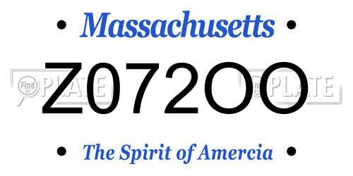 Z072OO Massachusetts License Plate