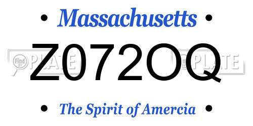 Z072OQ Massachusetts License Plate