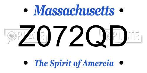 Z072QD Massachusetts License Plate