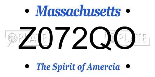 Z072QO Massachusetts License Plate