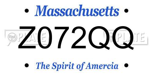 Z072QQ Massachusetts License Plate