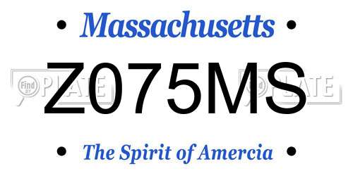 Z075MS Massachusetts License Plate