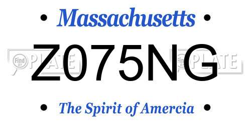 Z075NG Massachusetts License Plate