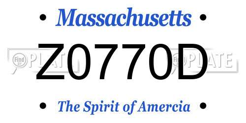Z0770D Massachusetts License Plate