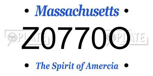 Z0770O Massachusetts License Plate