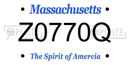 Z0770Q Massachusetts License Plate