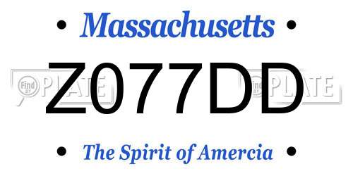 Z077DD Massachusetts License Plate