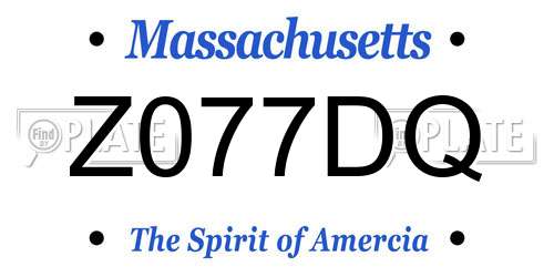 Z077DQ Massachusetts License Plate