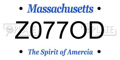 Z077OD Massachusetts License Plate