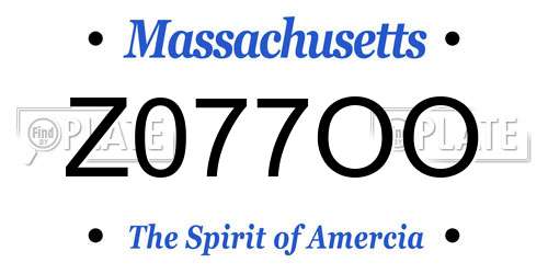 Z077OO Massachusetts License Plate