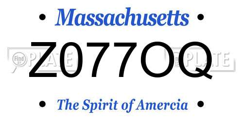 Z077OQ Massachusetts License Plate