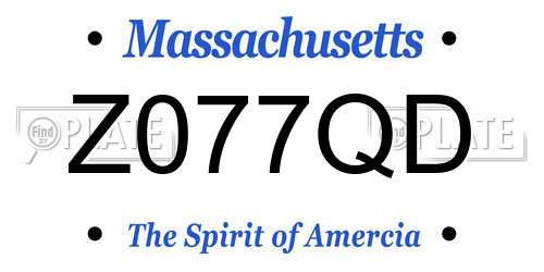 Z077QD Massachusetts License Plate