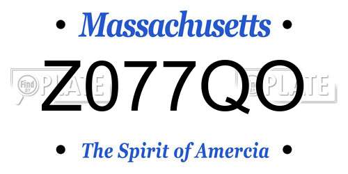 Z077QO Massachusetts License Plate