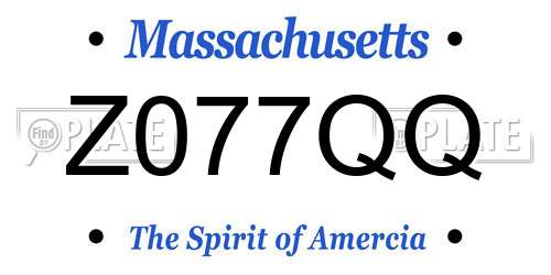 Z077QQ Massachusetts License Plate