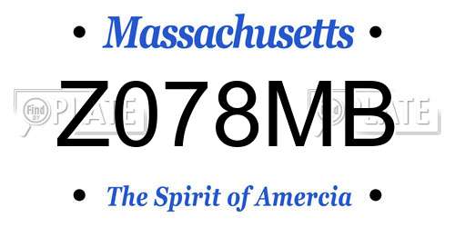 Z078MB Massachusetts License Plate