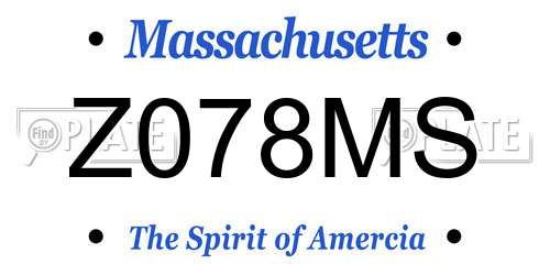 Z078MS Massachusetts License Plate