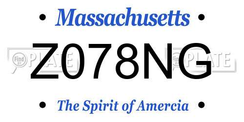 Z078NG Massachusetts License Plate