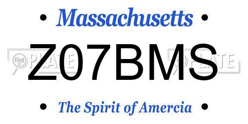 Z07BMS Massachusetts License Plate
