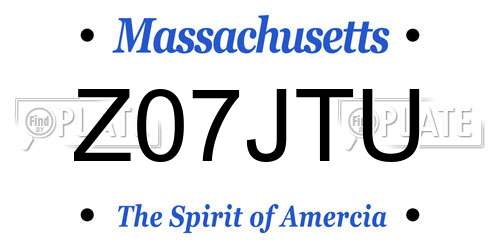 Z07JTU Massachusetts License Plate