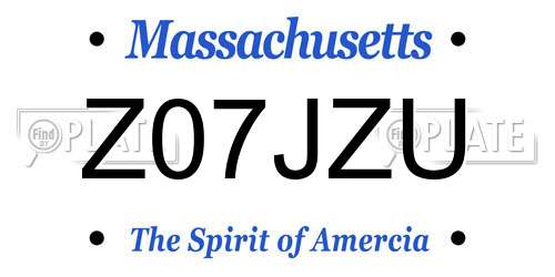 Z07JZU Massachusetts License Plate
