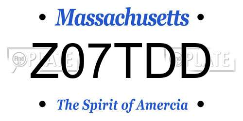 Z07TDD Massachusetts License Plate