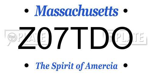 Z07TDO Massachusetts License Plate