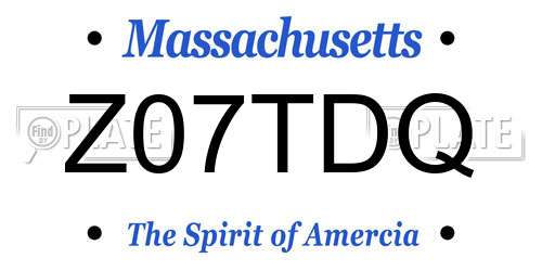 Z07TDQ Massachusetts License Plate