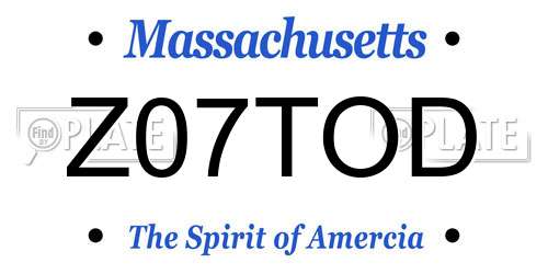 Z07TOD Massachusetts License Plate