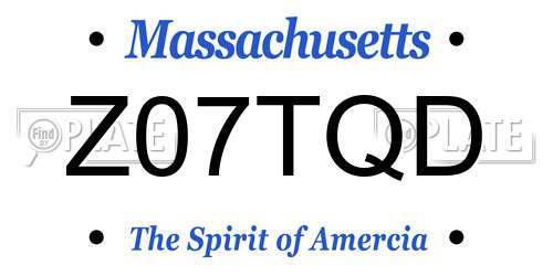 Z07TQD Massachusetts License Plate