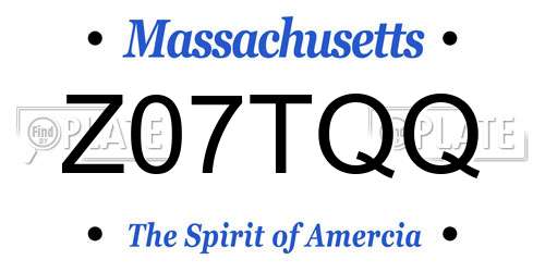 Z07TQQ Massachusetts License Plate