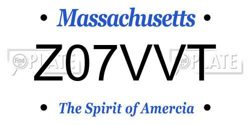 Z07VVT Massachusetts License Plate