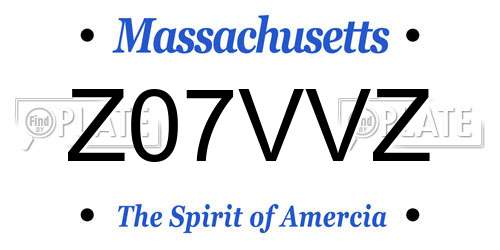 Z07VVZ Massachusetts License Plate
