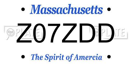Z07ZDD Massachusetts License Plate