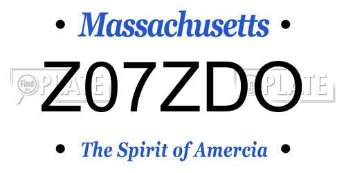 Z07ZDO Massachusetts License Plate