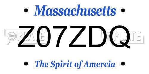 Z07ZDQ Massachusetts License Plate