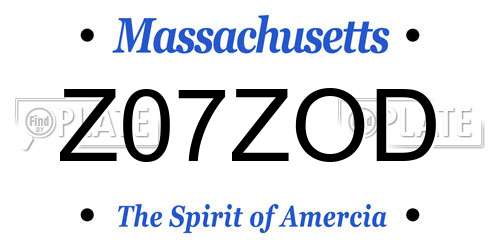 Z07ZOD Massachusetts License Plate